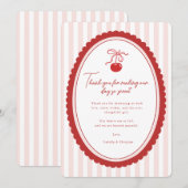 Cherry on Top Coquette Bow Thank You Card  Bedankkaart (Voorkant / Achterkant)