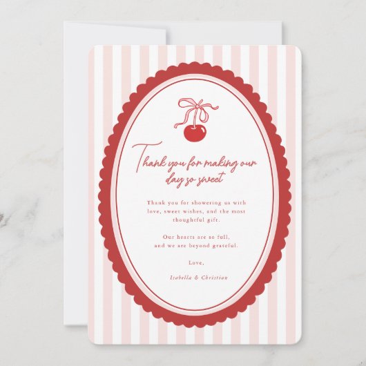 Cherry on Top Coquette Bow Thank You Card  Bedankkaart (Voorkant)