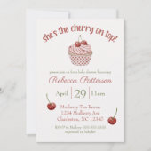 "Cherry on Top" Coquette Cupcake Baby shower Kaart (Voorkant)