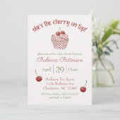 "Cherry on Top" Coquette Cupcake Baby shower Kaart (Staand voorkant)