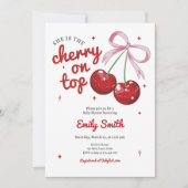 Cherry On Top Coquette Strik Das Pink Meisje Baby Kaart (Voorkant)