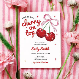 Cherry On Top Coquette Strik Das Pink Meisje Baby Kaart