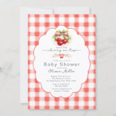 Cherry on Top Gingham Baby Shower Kaart (Voorkant)