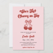 Cherry on Top hand drawn girl Baby Shower Kaart (Voorkant)