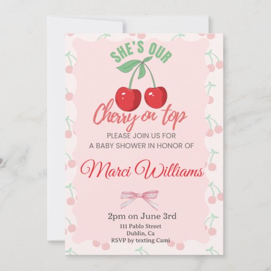 Cherry On Top Invitation Kaart (Voorkant)