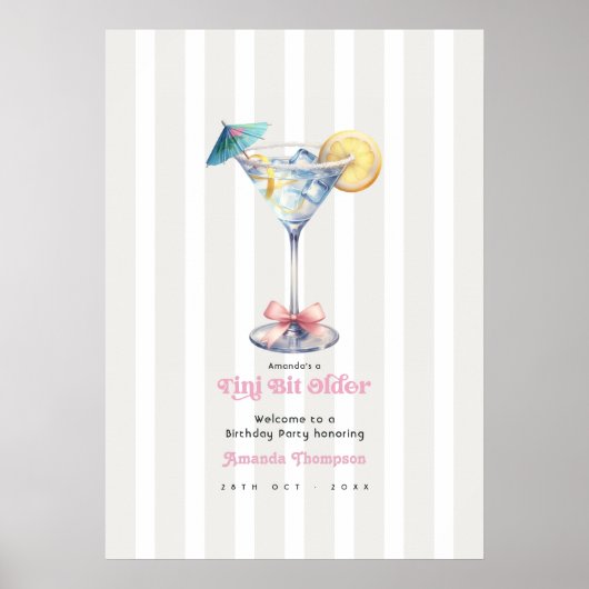Cherry on Top Martini Verjaardagsfeest Welkom Poster (Voorkant)