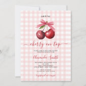 Cherry On Top met Bow Baby shower Invitation Kaart (Voorkant)