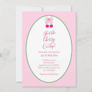 Cherry On Top Modern Meisje Baby Shower Kaart