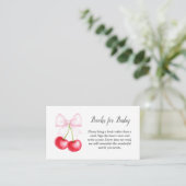 Cherry on Top Pink Bow Baby shower Boeken voor Bab Informatiekaartje (Staand voorkant)