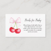 Cherry on Top Pink Bow Baby shower Boeken voor Bab Informatiekaartje (Voorkant)