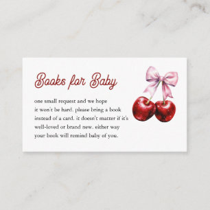 Cherry On Top Pink Bow Baby shower Boeken voor Bab Informatiekaartje