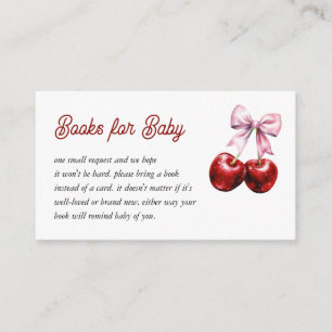 Cherry On Top Pink Bow Baby shower Boeken voor Bab Informatiekaartje