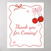 Cherry on Top Pink Bow Bedankt voor je komst Poster (Voorkant)