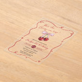 Cherry on Top Pink Bow Coquette Birthday Acryl Uitnodigingen (Laagn)