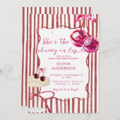 Cherry On Top Pink Disco Balls Bridal Shower Kaart (Voorkant / Achterkant)