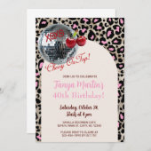 Cherry On Top pink leopard animal print invite. Kaart (Voorkant / Achterkant)