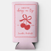 Cherry On Top Pink & Red Hand Drawn Bridal Shower Seltzer Blikjeskoeler (Voorkant)