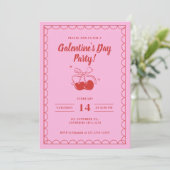 Cherry On Top Roze Galentine's Day Kaart (Staand voorkant)