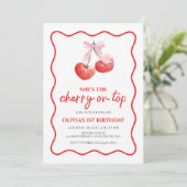Cherry on Top Roze Strik verjaardag Kaart (Staand voorkant)