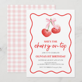 Cherry on Top Roze Strik verjaardag Kaart