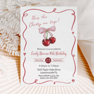 Cherry on Top Roze Strik Verjaardag Kaart