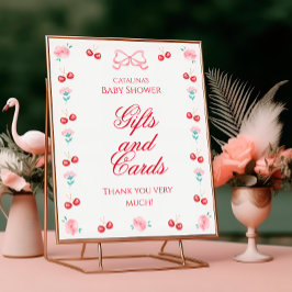 Cherry On Top Waterverf Pink Bow Gift en Kaart Poster