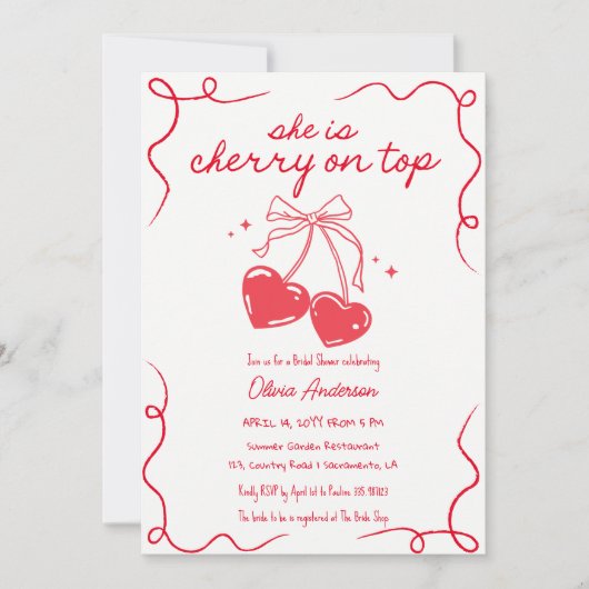 Cherry op Baby shower Uitnodiging (Voorkant)