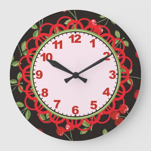 Cherry op Black Clock met cijfers Grote Klok (Voorkant)