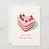 Cherry op de bovenkant Cute Heart Cake Valentijnsd Feestdagenkaart (Voorkant)