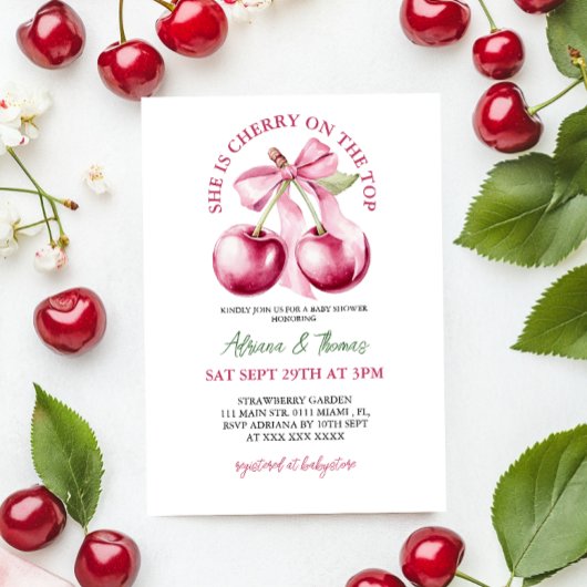 Cherry op de bovenste boog Baby shower Kaart