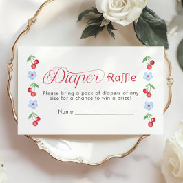 Cherry op de top Blue Bow Luier verloot ticket Informatiekaartje