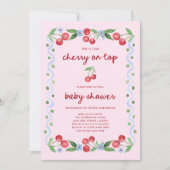 Cherry op de top | Red Script Whimsical Baby showe Kaart (Voorkant)