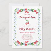Cherry op de top | Red Script Whimsical Baby showe Kaart (Voorkant)