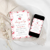 Cherry op de top verjaardagsuitnodiging kaart