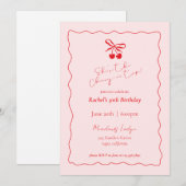 Cherry op de top verjaardagsuitnodiging kaart (Voorkant / Achterkant)