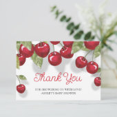 Cherry op de top Waterverf Baby shower Dank u Kaart (Staand voorkant)