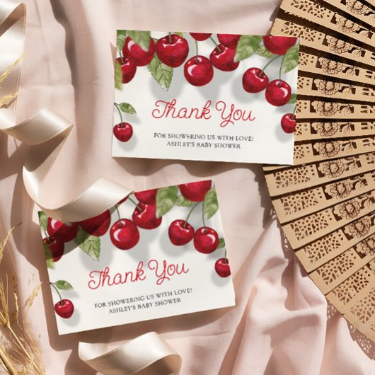 Cherry op de top Waterverf Baby shower Dank u Kaart
