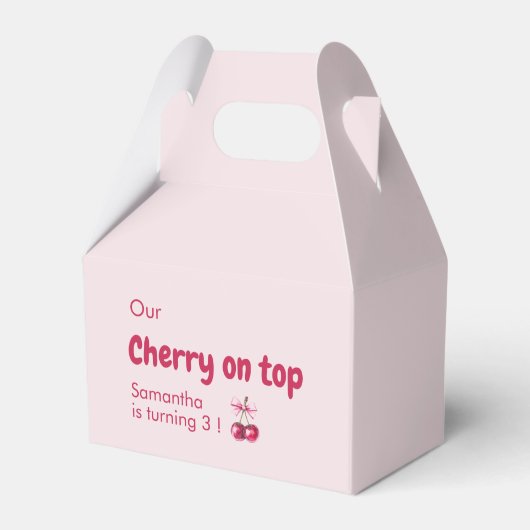 Cherry op Roze Verjaardag Bedankdoosjes (Voorkant Zijde)