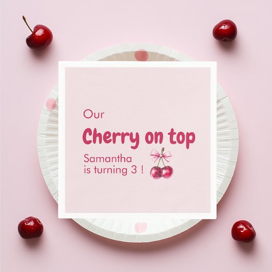 Cherry op Roze Verjaardag Servet