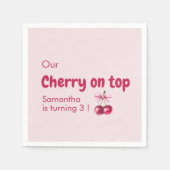 Cherry op Roze Verjaardag Servet (Voorkant)