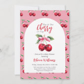 Cherry op Top Arch Roze Bow Meisje Baby shower Kaart (Voorkant)