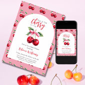 Cherry op Top Arch Roze Bow Meisje Baby shower Kaart