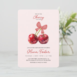 Cherry op Top Baby Girl Douche Uitnodiging