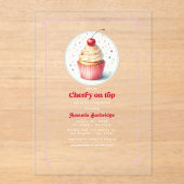 Cherry op Top Baby shower Acryl Uitnodigingen (Voorkant)