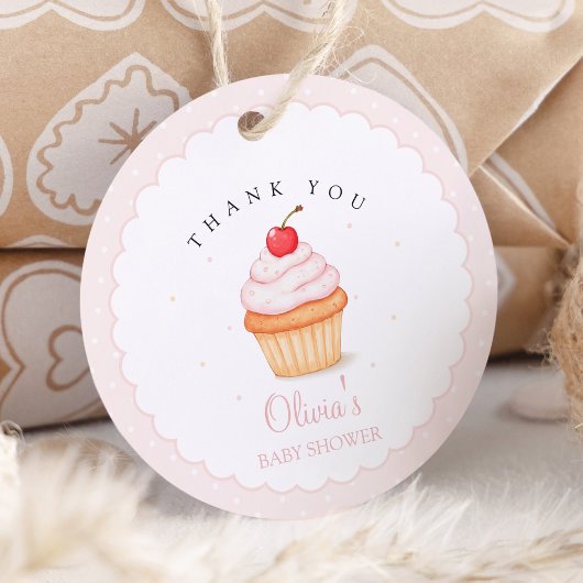 Cherry op Top Baby shower Bedankjes Labels