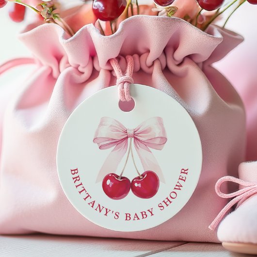Cherry op Top Baby shower Bedankjes Labels