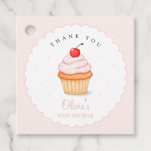 Cherry op Top Baby shower Bedankjes Labels (Voorkant)