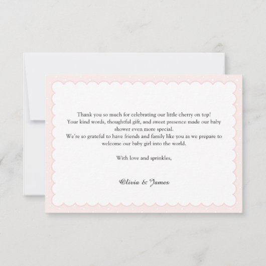 Cherry op Top Baby shower Bedankkaart (Achterkant)