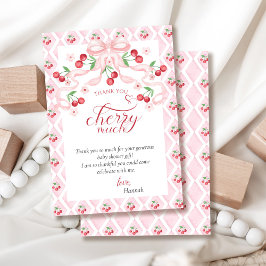 Cherry op Top Baby shower Bedankkaart