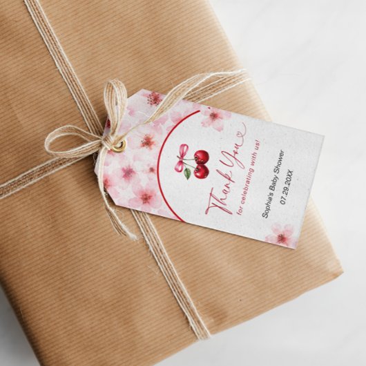 Cherry op top Baby shower Cherry Blossom Bedankt Cadeaulabel